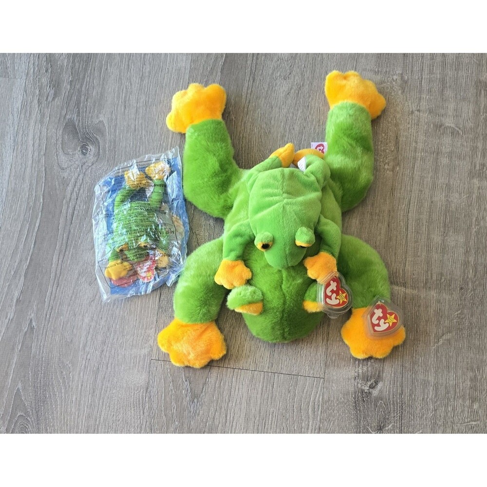 3 Smoochy the frog Beanie Baby AND Beanie Buddy AND Teenie Beanie Baby Set